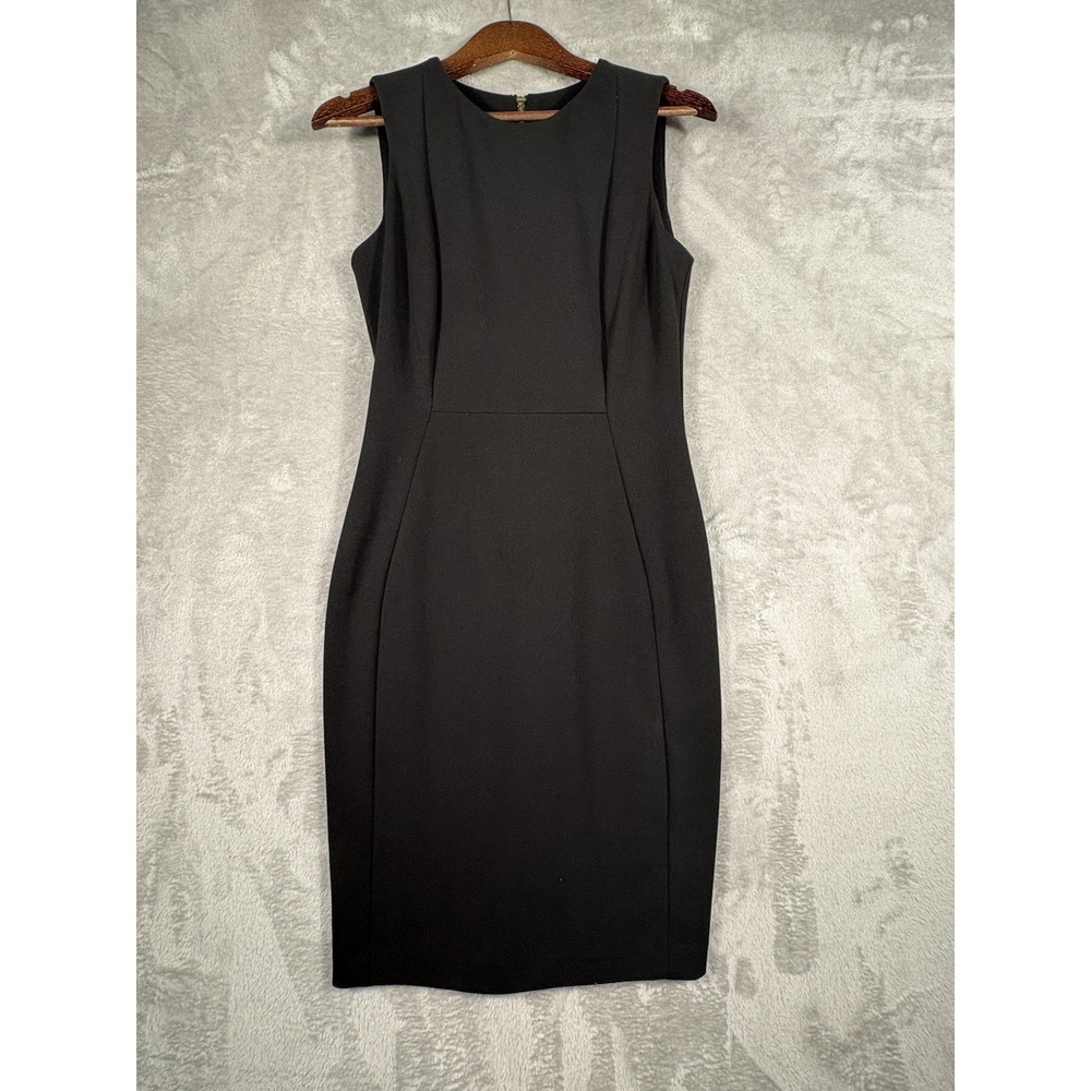Calvin Klein Women's 6 Sleeveless Black Dress With‎ Gold Zipper Classic